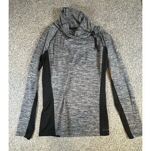 Eddie Bauer Motion Pullover Womens Medium Gray & Black Cowl Neck Sweatshirt
